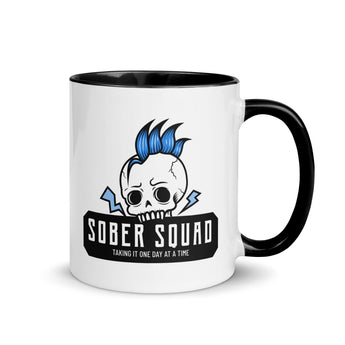 Sober Squad Punk Skull Mug – Edgy Recovery Coffee Mug - Black | Sobervation