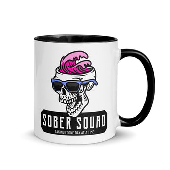 Sober Squad Skull Wave Mug – Bold Recovery Coffee Mug - Black | Sobervation