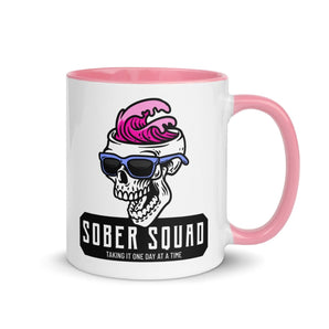 Sober Squad Skull Wave Mug – Bold Recovery Coffee Mug - Pink | Sobervation