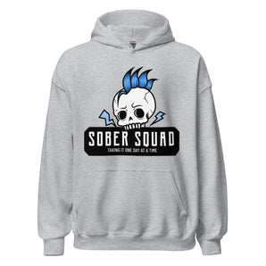 Sober Squad Unisex Hoodie - Blue Skull Recovery Hoodie - Sport Grey / S | Sobervation
