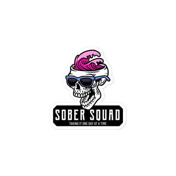 Sober Squad Skeleton Vinyl Sticker – Waterproof Recovery Decal - 3″×3″ | Sobervation
