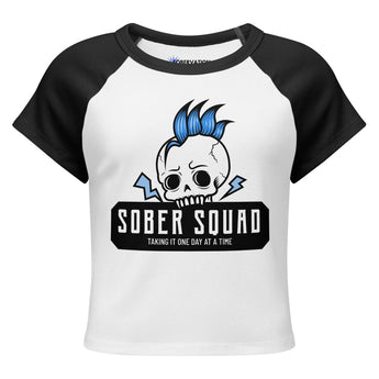 Sober Squad Women’s Micro Rib Raglan Baby Tee - White/Black / S | Sobervation
