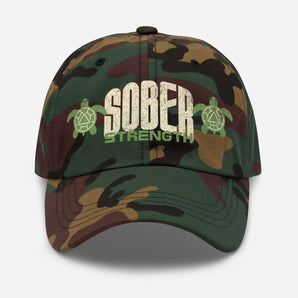Sober Strength Dad Hat – Turtle Symbol Recovery Cap - Green Camo | Sobervation