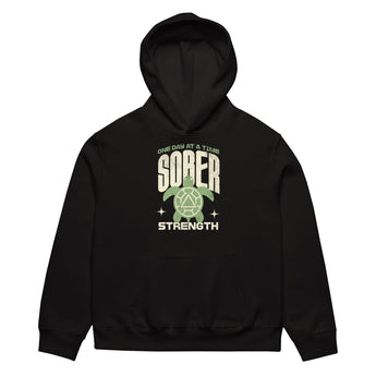 Sober Strength Oversized Hoodie – Recovery Turtle - Black / S | Sobervation