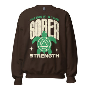 Sober Strength Recovery Turtle Unisex Sweatshirt - Dark Chocolate / S | Sobervation