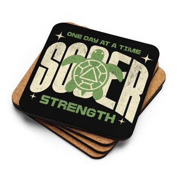 Sober Strength Turtle Cork-Back Coaster - Default Title | Sobervation