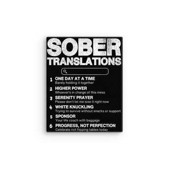 Sober Translations Canvas – Funny & Relatable Recovery Wall Art - 8″×10″ | Sobervation