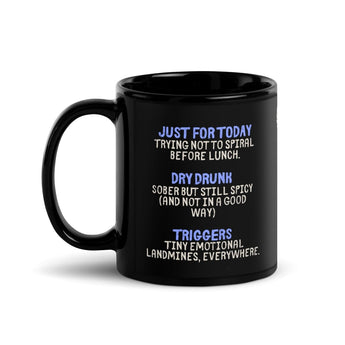 Sober Translations Vol. 2 – Black Glossy Mug (11 oz & 15 oz) - 11 oz | Sobervation