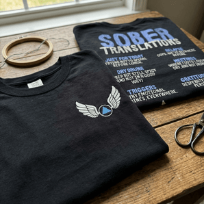 Sober Translations Vol. 2 Reimagined – Heavyweight Recovery Tee - S Heavyweight Embroidered Tee - Sobervation
