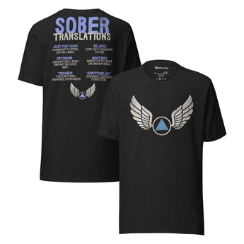 Sober Translations Vol. 2 Wings of Recovery Tee – Iconic Double-Sided Design - XS | Sobervation