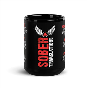 Sober Translations Vol. 3 – Black Glossy Mug - 11 oz | Sobervation