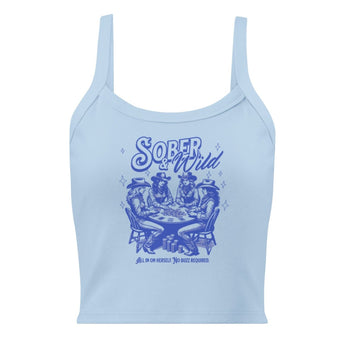 SOBER & WILD – Micro-Rib Tank Top (All In On Herself) - Solid Baby Blue Blend / XS | Sobervation
