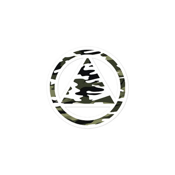 Sobriety Camo Green Vinyl Sticker - Green Camo AA Symbol Sticker - 3″×3″ | Sobervation