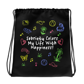 Sobriety Colors My Life – Doodle Art Drawstring Bag - Default Title | Sobervation