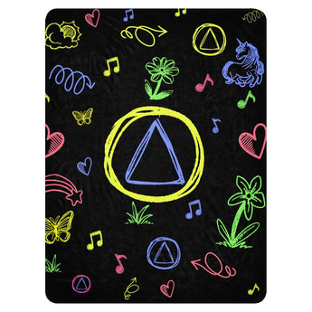 Sobriety Colors My Life With Happiness – Doodle Art Sherpa Blanket (60″ × 80″) - Default Title | Sobervation