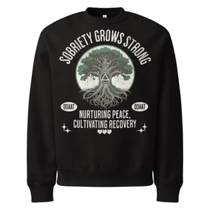 Recovery Roots Oversized Sweatshirt – Sobriety Grows Strong - Black / S | Sobervation