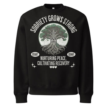 Recovery Roots Oversized Sweatshirt – Sobriety Grows Strong - Black / S | Sobervation