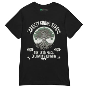 Sobriety Grows Strong – Women’s Essential Tee - Black / S | Sobervation