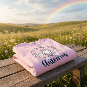 Sobriety Is All Rainbows and Unicorns - Graphic Crewneck Sweatshirt - Light Pink Sweatshirt - Sobervation