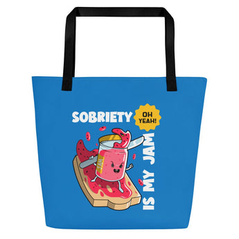 Sobriety Is My Jam – All-Over Print Large Tote Bag - Black | Sobervation