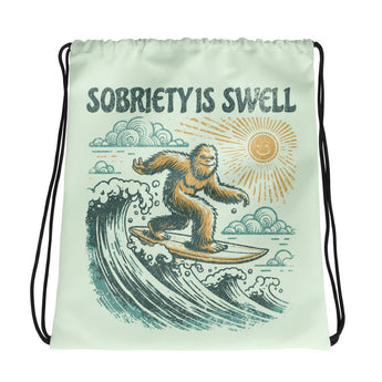 Sobriety Is Swell Drawstring Bag – Ride the Wave of Recovery - Default Title | Sobervation
