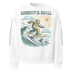 Sobriety Is Swell Oversized Sweatshirt – Coastal Comfort, Recovery Strength - White / S | Sobervation