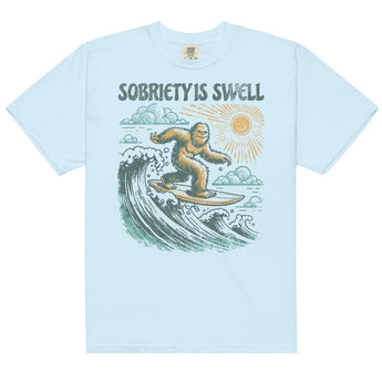 Sobriety Is Swell – Surf-Inspired Heavyweight Tee - Chambray / S | Sobervation