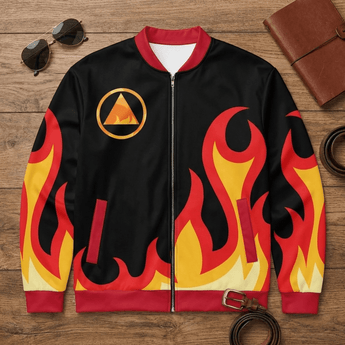 SOBRIETY On Fire Varsity Bomber Jacket - Bold AA Recovery Statement Outerwear - XS | Sobervation