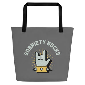 Sobriety Rocks All-Over Print Tote Bag – Rock & Roll Recovery Bag - Default Title | Sobervation