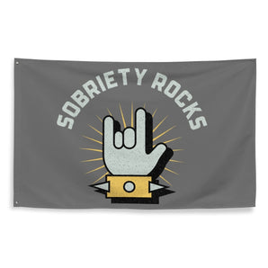 Sobriety Rocks Flag – Rock & Roll Recovery Wall Decor - Default Title | Sobervation