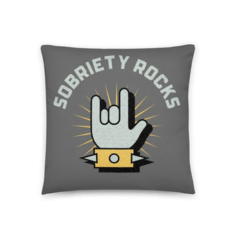 Sobriety Rocks Pillow – Musical Recovery Home Decor - 18″×18″ | Sobervation