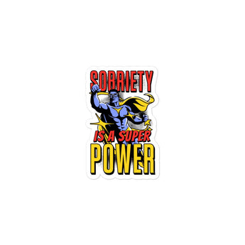 Sobriety Superpower Comic Vinyl Sticker - Durable Waterproof Decal - 3″×3″ | Sobervation