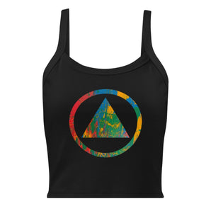Sobriety Symbol Pride Ribbed Tank – Women’s - Solid Black Blend / XS | Sobervation