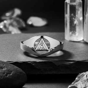 Sobriety Triangle Sterling Silver Inlaid Ring - Recovery Symbol Jewelry TRI1932 - White Cubic Zirconia Ring - Sobervation