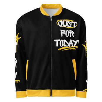 Just For Today TRY Bomber Jacket - Bold Graffiti Recovery Outerwear - XS | Sobervation