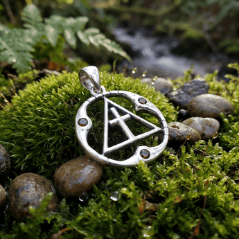 Spiritual AA Symbol Silver Pendant – Sterling Silver Recovery Jewelry - Genuine Garnet Pendant - Sobervation