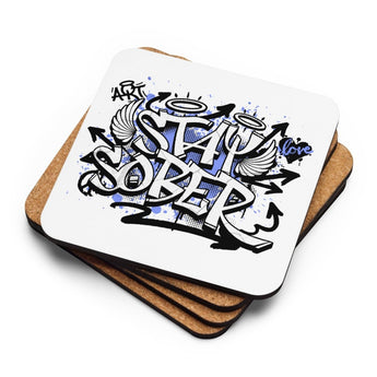 Stay Sober Graffiti Coaster – Urban Street Art Cork-Back Coaster - Default Title | Sobervation