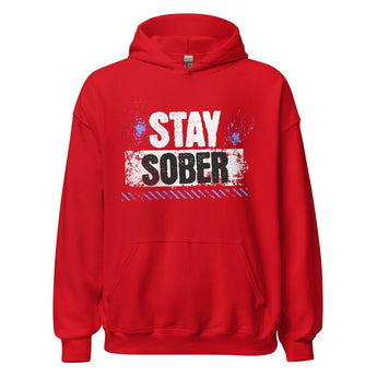 Stay Sober Distressed Hoodie – Unisex Recovery Style - Red / S | Sobervation