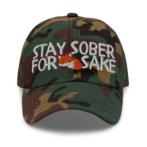 Stay Sober For Fox Sake | Embroidered Dad Hat - Green Camo | Sobervation