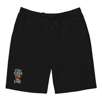 Stay Sober For Fox Sake | Embroidered Men's Fleece Shorts - S | Sobervation
