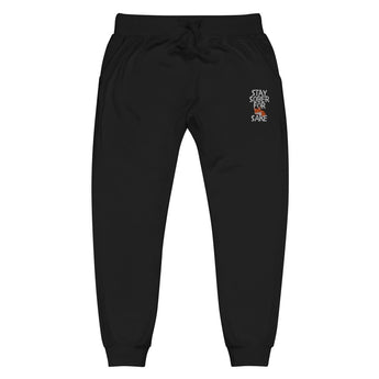 Stay Sober For Fox Sake | Embroidered Unisex Fleece Sweatpants - Black / XS | Sobervation