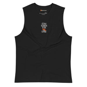 Stay Sober For Fox Sake | Embroidered Unisex Muscle Shirt - S | Sobervation