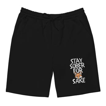 Stay Sober For Fox Sake | Fleece Shorts (Printed) - Black / S | Sobervation