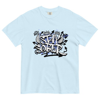 Stay Sober Graffiti Heavyweight Tee – Bold Recovery Apparel - Chambray / S | Sobervation