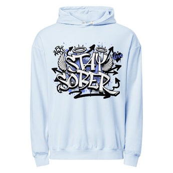 Stay Sober Graffiti Hoodie | Urban Recovery Streetwear Sweatshirt - Hydrangea / S | Sobervation