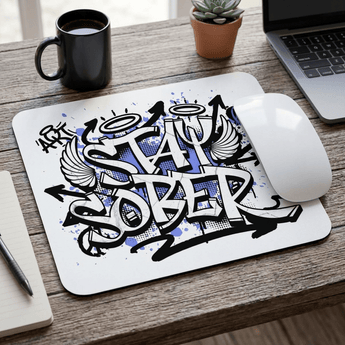 Stay Sober Graffiti Mouse Pad | Recovery Desk Accessory | Sobervation - Mouse Pad - Sobervation