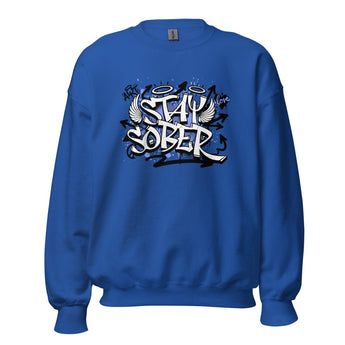 Stay Sober - Graffiti Print Crewneck Sweatshirt | Recovery Streetwear - Royal / S | Sobervation