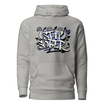Stay Sober Graffiti Premium Hoodie – Bold Recovery Apparel - Carbon Grey / S | Sobervation