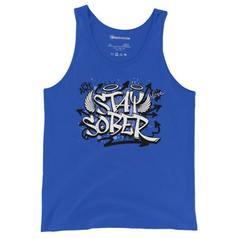 Stay Sober Unisex Tank Top - Graffiti Recovery Statement Apparel - True Royal / XS | Sobervation