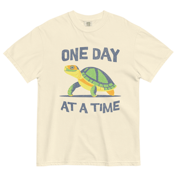 Steady Journey Turtle Heavyweight Tee – ODAAT Recovery Apparel - Ivory / S | Sobervation